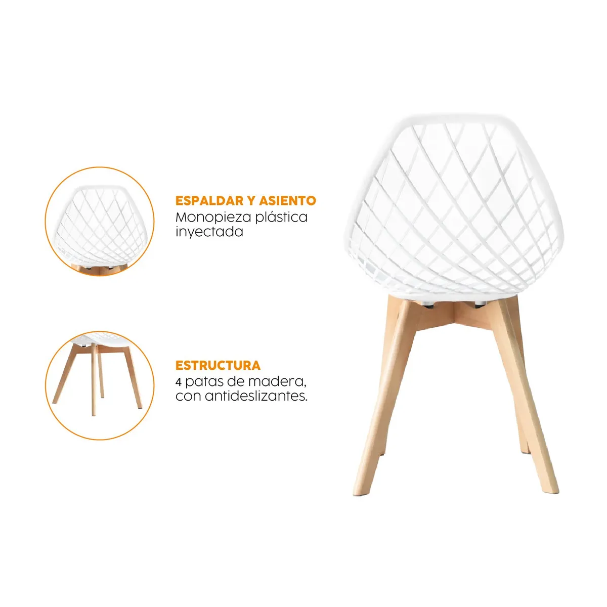 BONNO - Silla De Diseño Turia Blanco Bonno