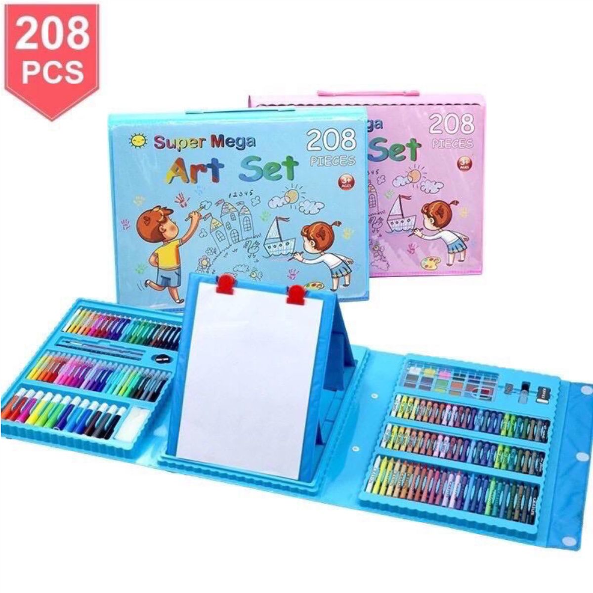 TECNOHOGAR JS - Kit De Pintura Para Niños De 208 Pcs Set De Arte Azul
