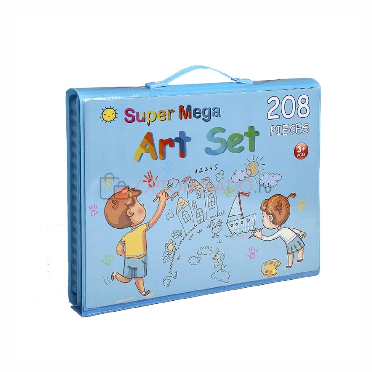 TECNOHOGAR JS - Kit De Pintura Para Niños De 208 Pcs Set De Arte Azul
