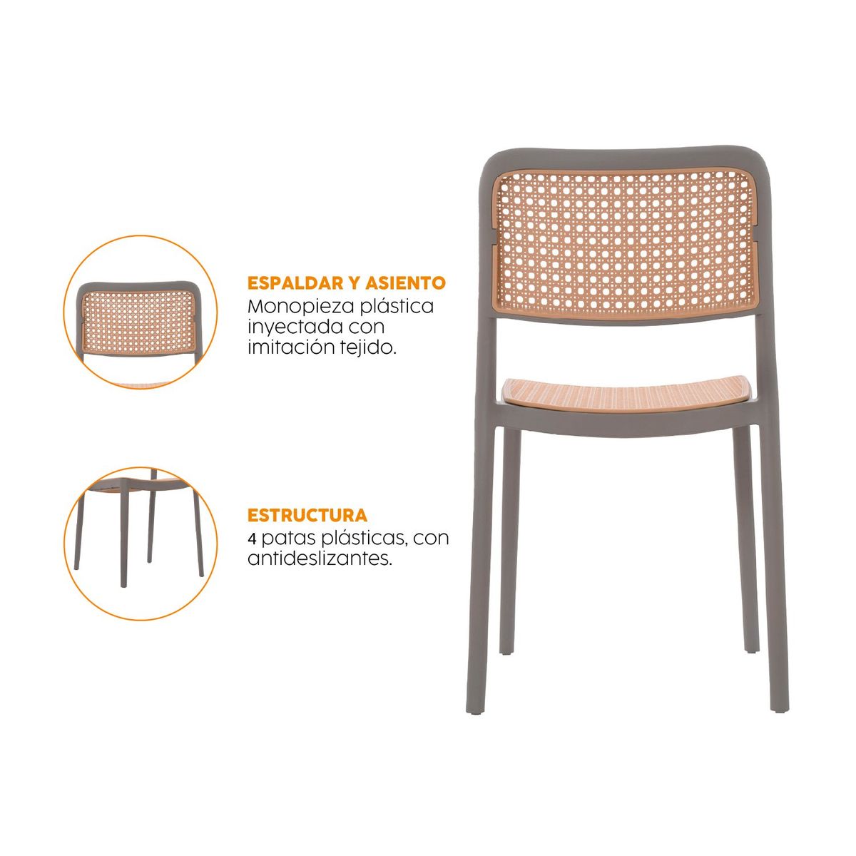 BONNO - Silla De Diseño Net Gris Bonno