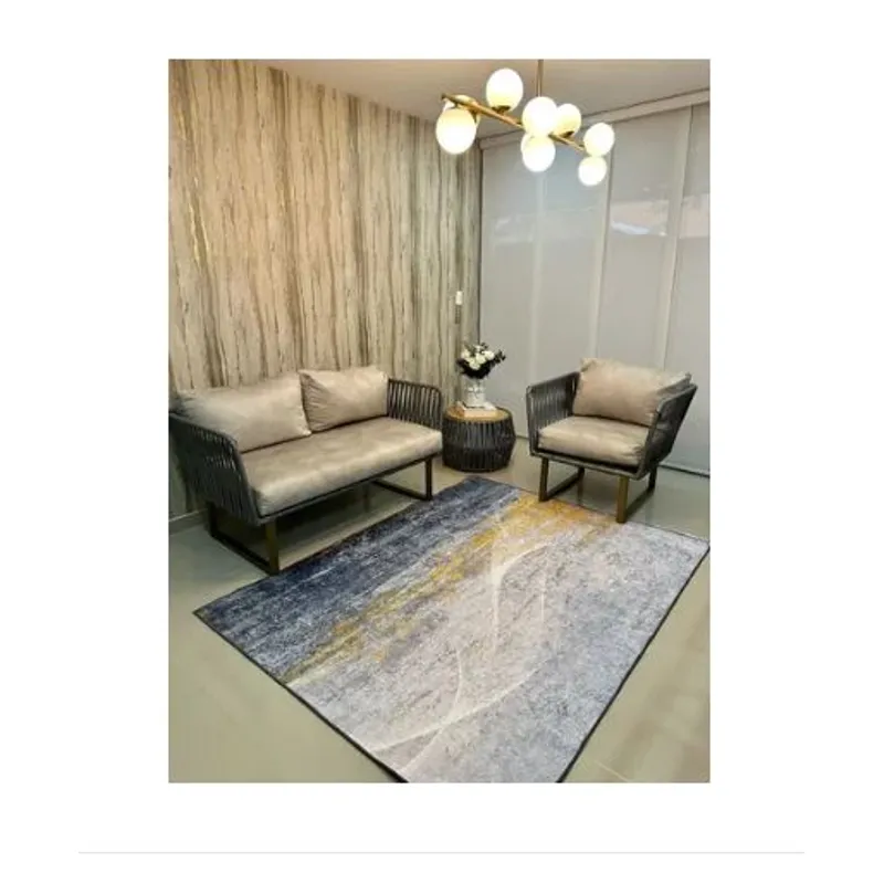 AMERICO SHOP - Tapete Decorativo Moderno 150x200 cm Diseño Azul Manchas