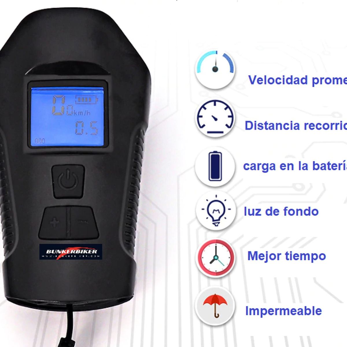 GENERICO - Linterna con velocímetro USB para Bicicleta  Luz trasera
