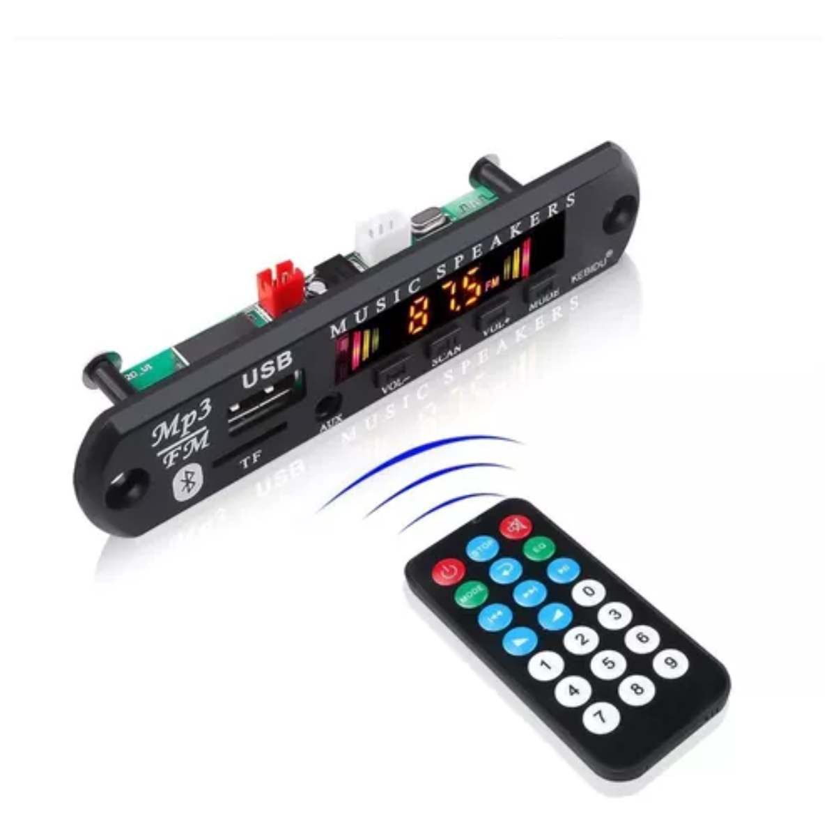 GENERICO - Decodificador Bluetooth Fm Mp3 Usb Tf Led Con Control Remoto