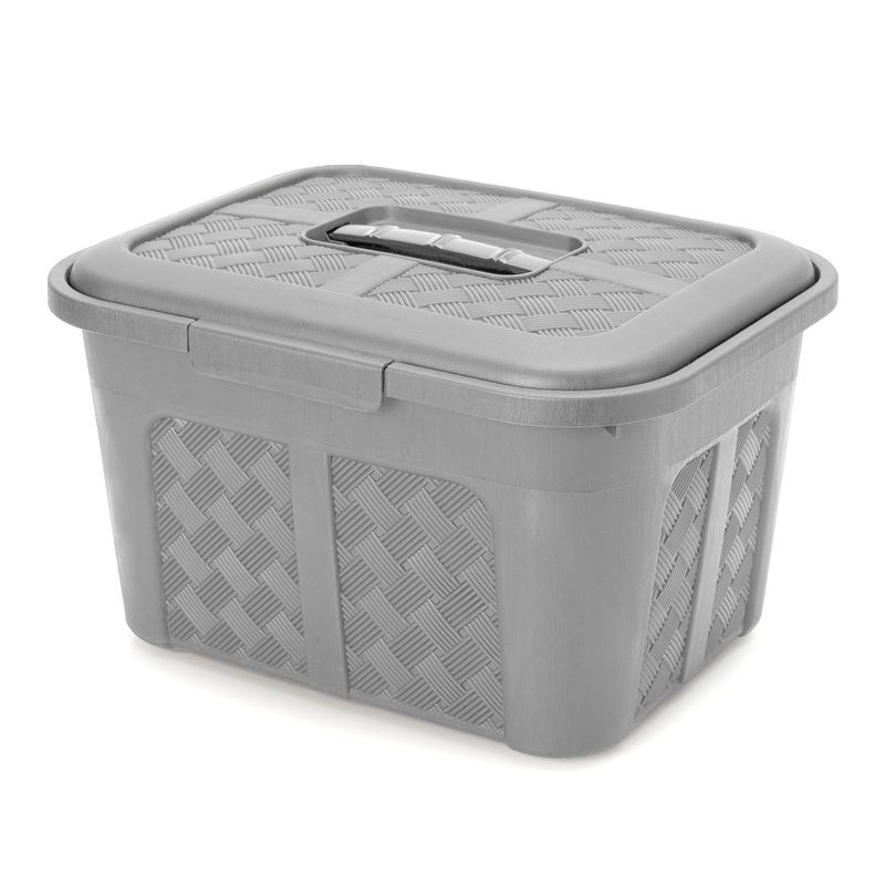 ENERGY PLUS - Cajonera plástica organizadora con tapa - cajas o canastas 10L Gris