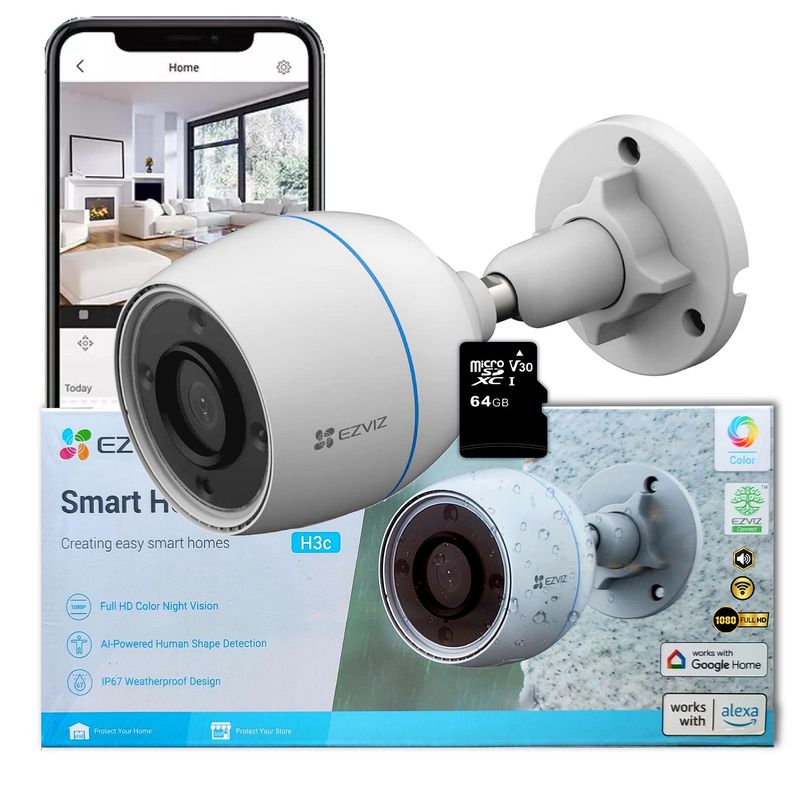 EZVIZ - CÁMARA DE SEGURIDAD WIFI EXTERIOR EZVIZ INTELIGENTE IP67 MICRO SD 64GB
