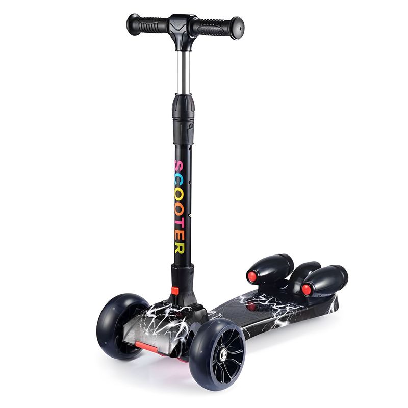GENERICO - Patineta Scooter Humo Para Niños Bluetooth Negra con rayos