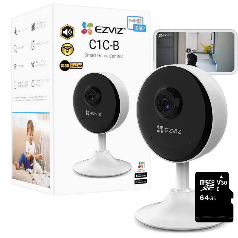 EZVIZ - CÁMARA DE SEGURIDAD WIFI EZVIZ 1080P AUDIO 2MP MICRO SD 64GB