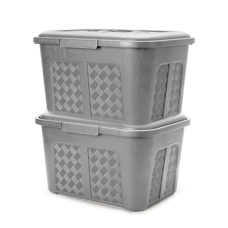ENERGY PLUS - Set x2 Cajoneras o cajas plásticas organizadoras con tapa 15L Gris