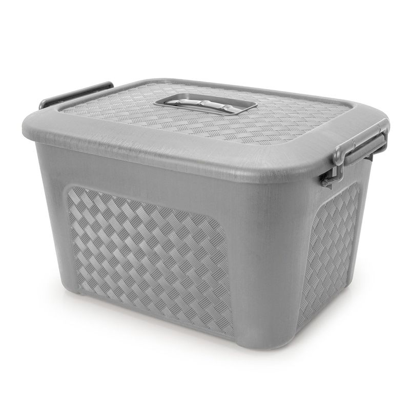 ENERGY PLUS - Cajonera plástica organizadora con tapa - Caja grande de 23L Gris