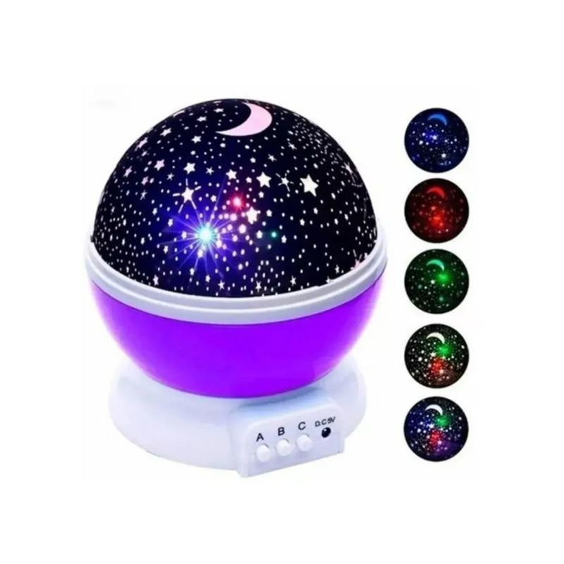 GENERICO - Lampara rotatoria proyector cielo estrellas noche Rosado-Morado