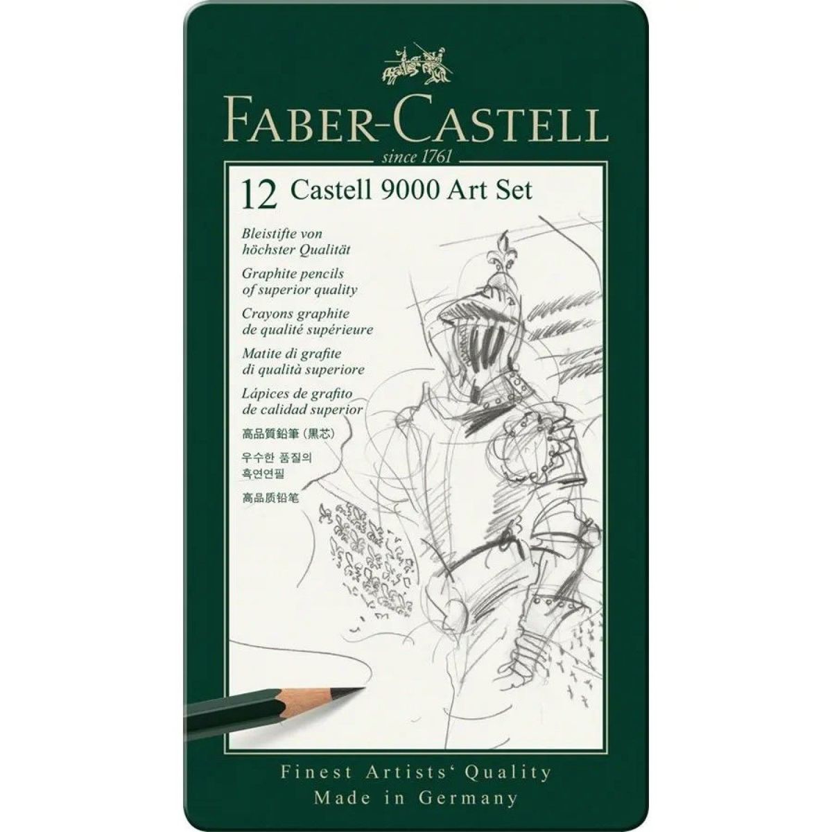 FABER CASTELL - Lapiz Castell 9000 x12 Caja Metalica  L. Azul