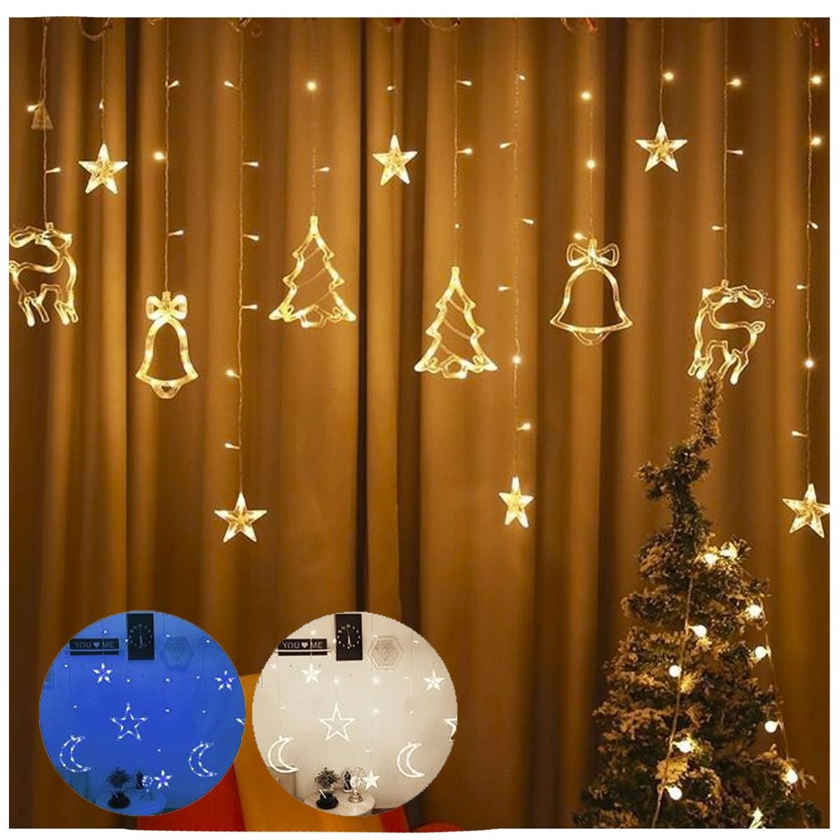 MULTIPLACE COLOMBIA - Luces de navidad decorativas para con figuras de Renos Azules