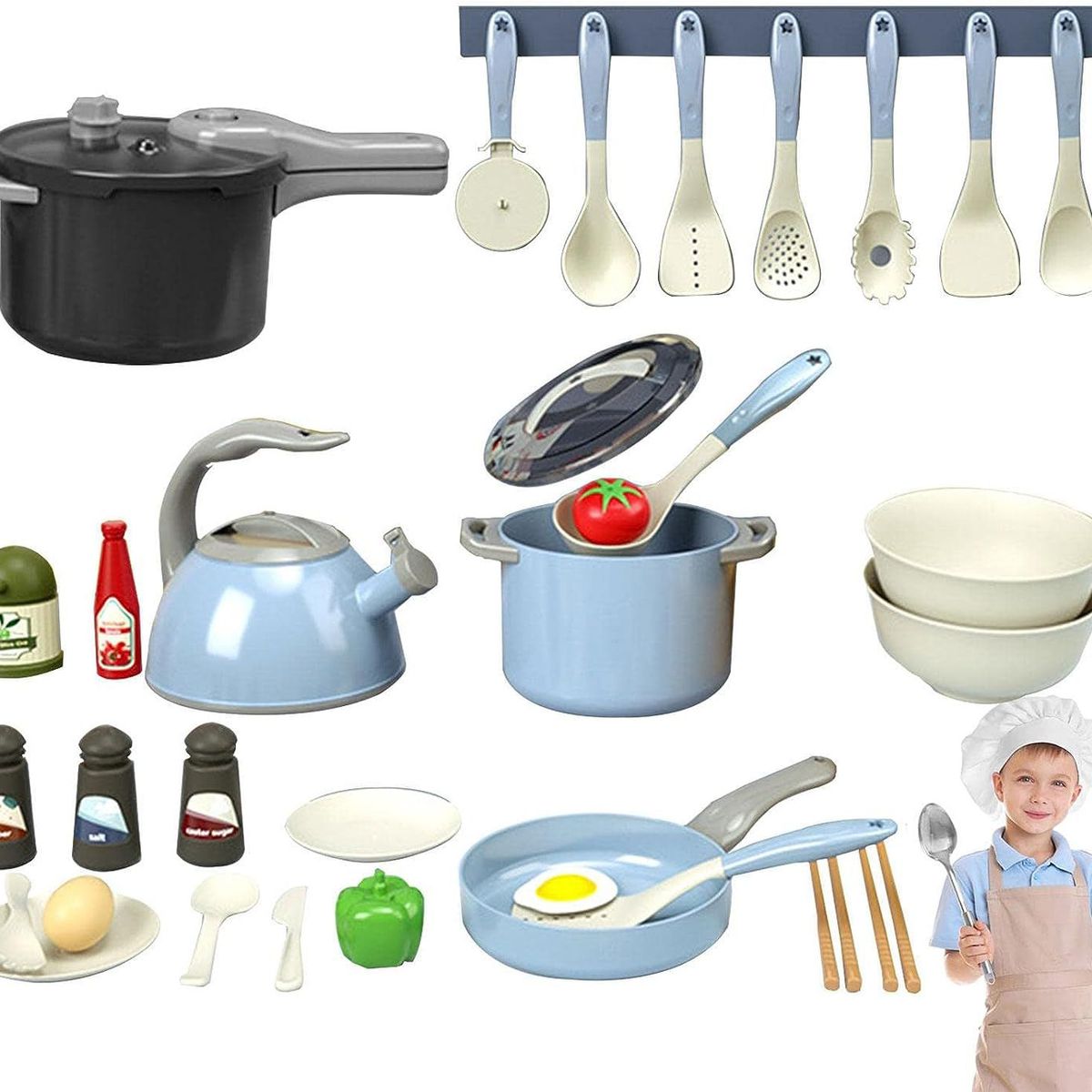 GENERICO - Juego De Cocina Para Niños 32 Piezas - AZUL