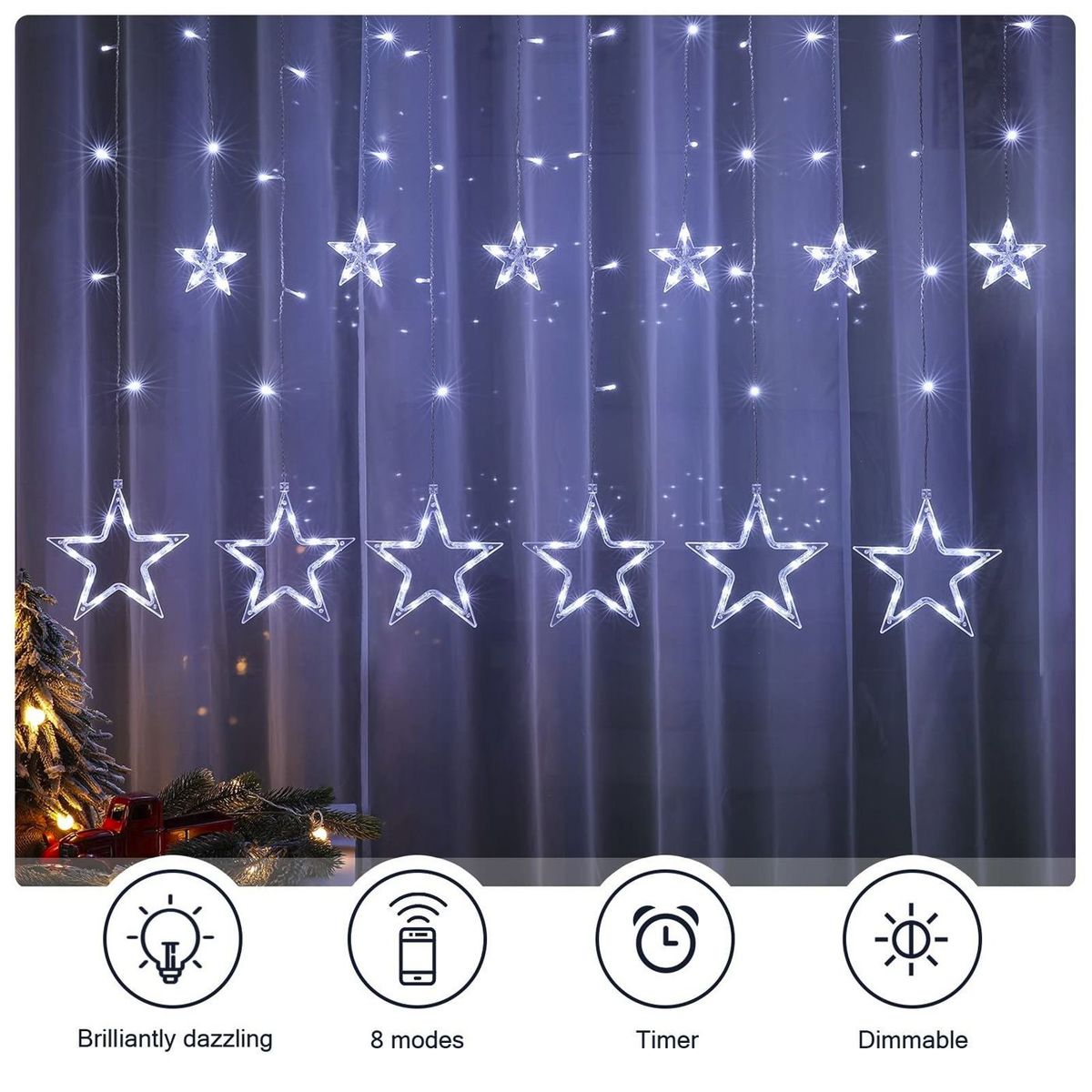 MULTIPLACE COLOMBIA - Luces de navidad decorativas con figuras de estrellas