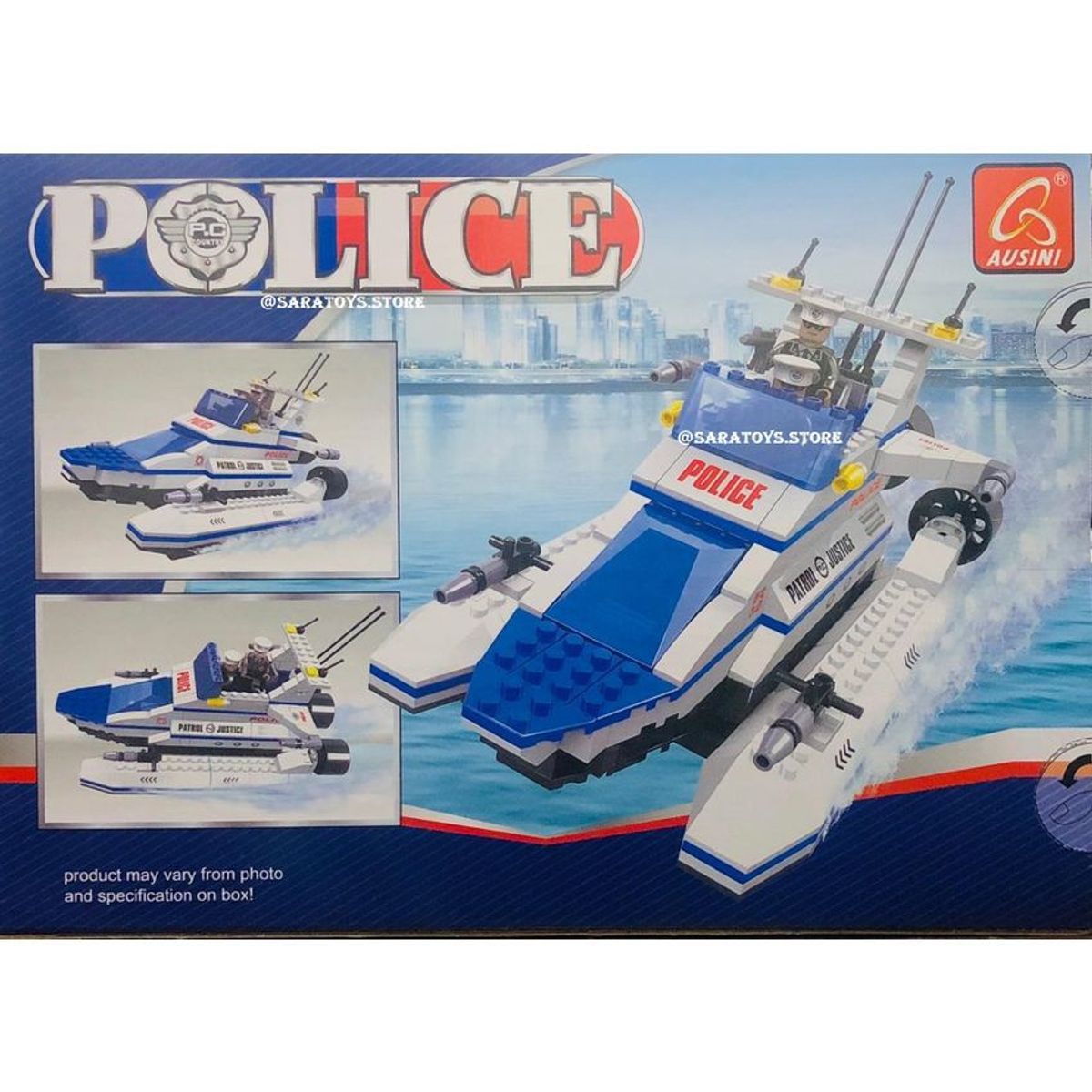 AUSINI TOYS - Arma todo tipo lego yate policia, 321 fichas juguete