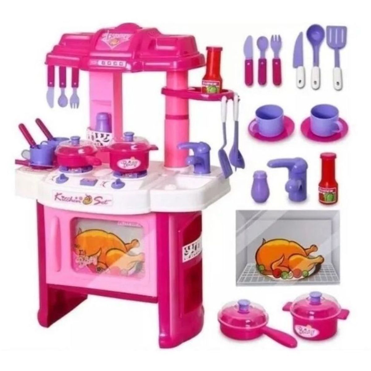 XIONG CHENG - Set cocina de lujo juguete niñas kitchen luces y sonido