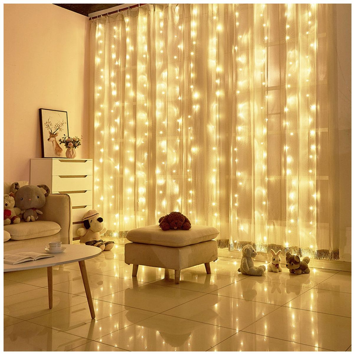 MULTIPLACE COLOMBIA - Cortina de Luces de navidad decorativas para interiores 600X200 CM