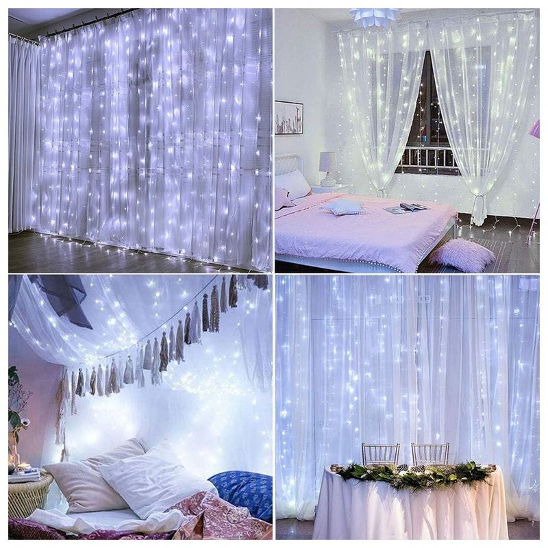 MULTIPLACE COLOMBIA - Cortina de Luces de navidad decorativas para interiores 600X200 CM
