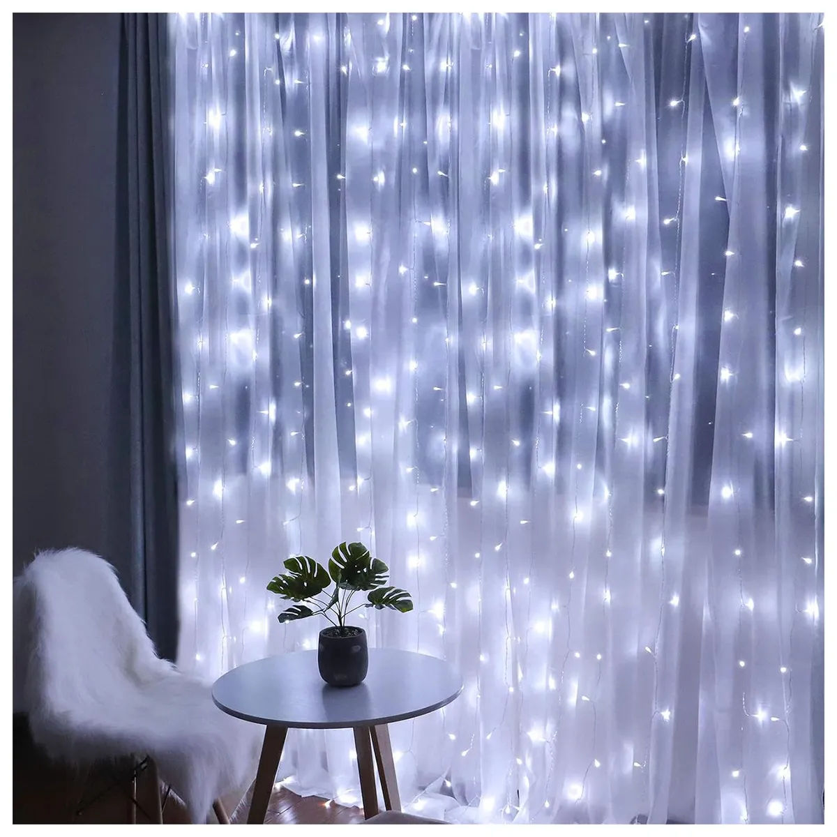 MULTIPLACE COLOMBIA - Cortina de Luces de navidad decorativas para interiores 300X200 CM-