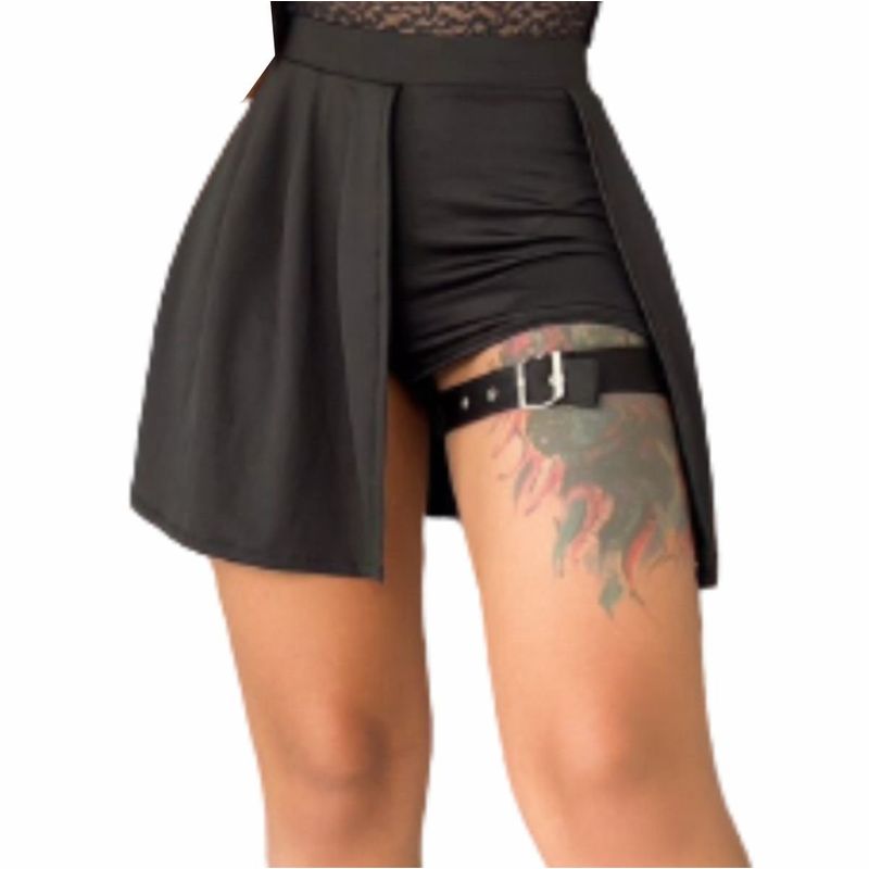 GENERICO - Falda Abertura Short de Moda para Mujer Negra Aesthetic BTS