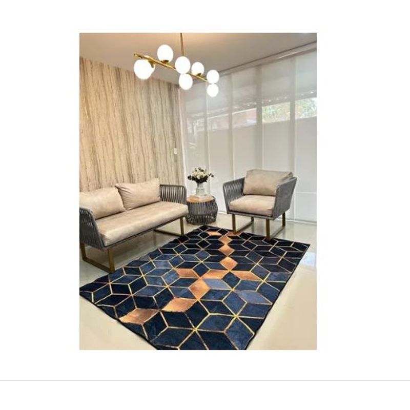 AMERICO SHOP - Tapete Decorativo Moderno 150x200 cm Diseño Elegante Azul Cubos