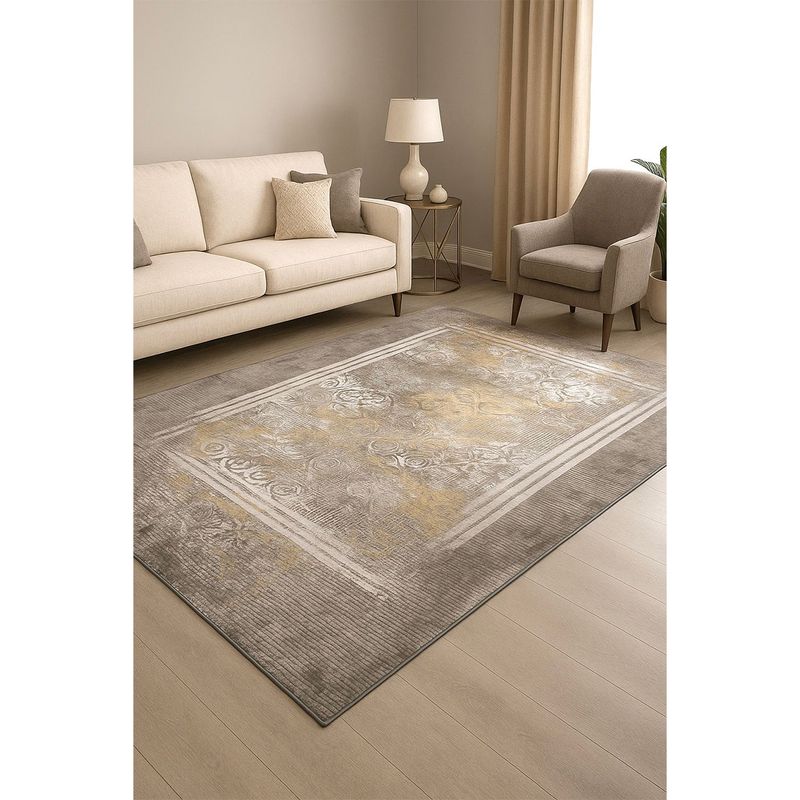 AMERICO SHOP - Tapete Decorativo Moderno 150x200 cm Diseño Elegante Gris