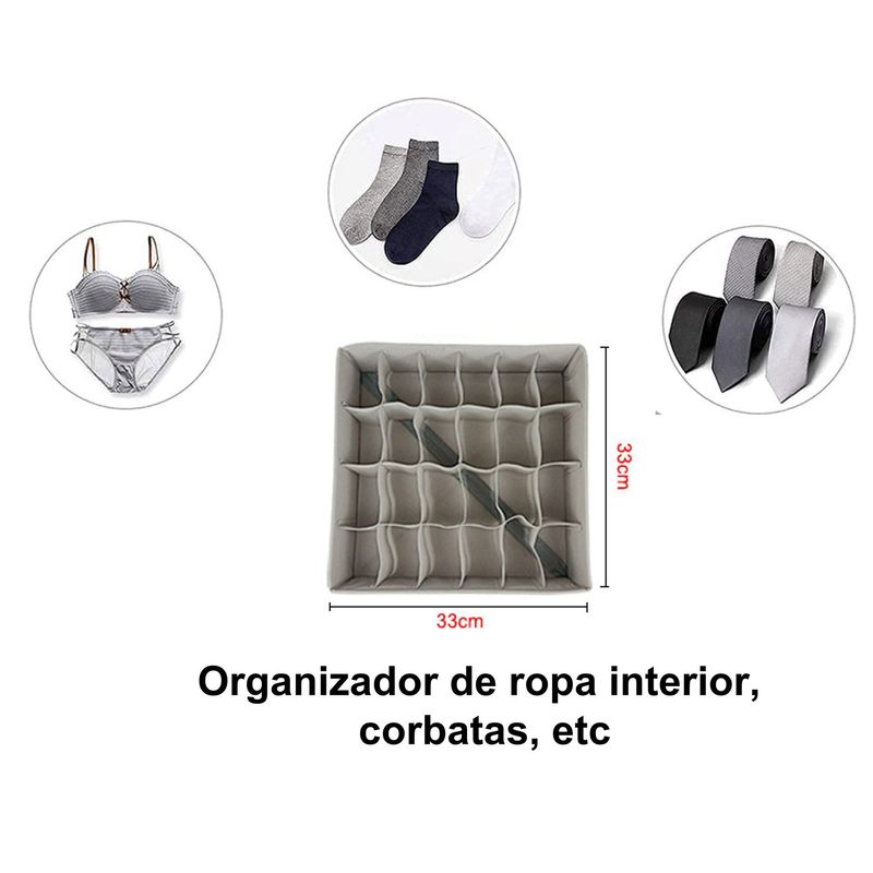 GENERICO - Organizador De Ropa Plegable 24 Espacios Práctico Gris Claro