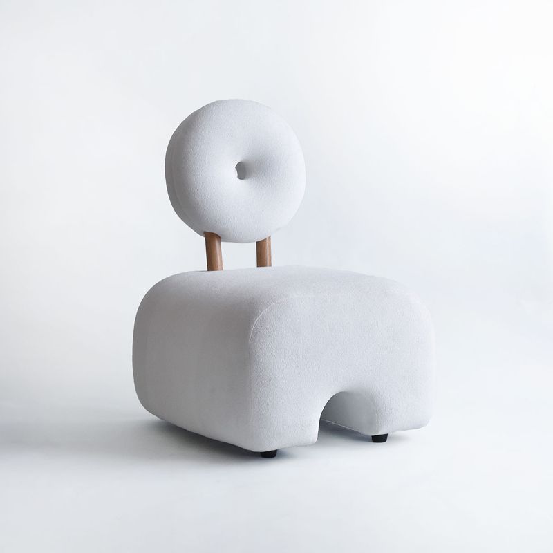 ENMADERA - Poltrona Rolls Tapizada en Boucle Suave Blanco