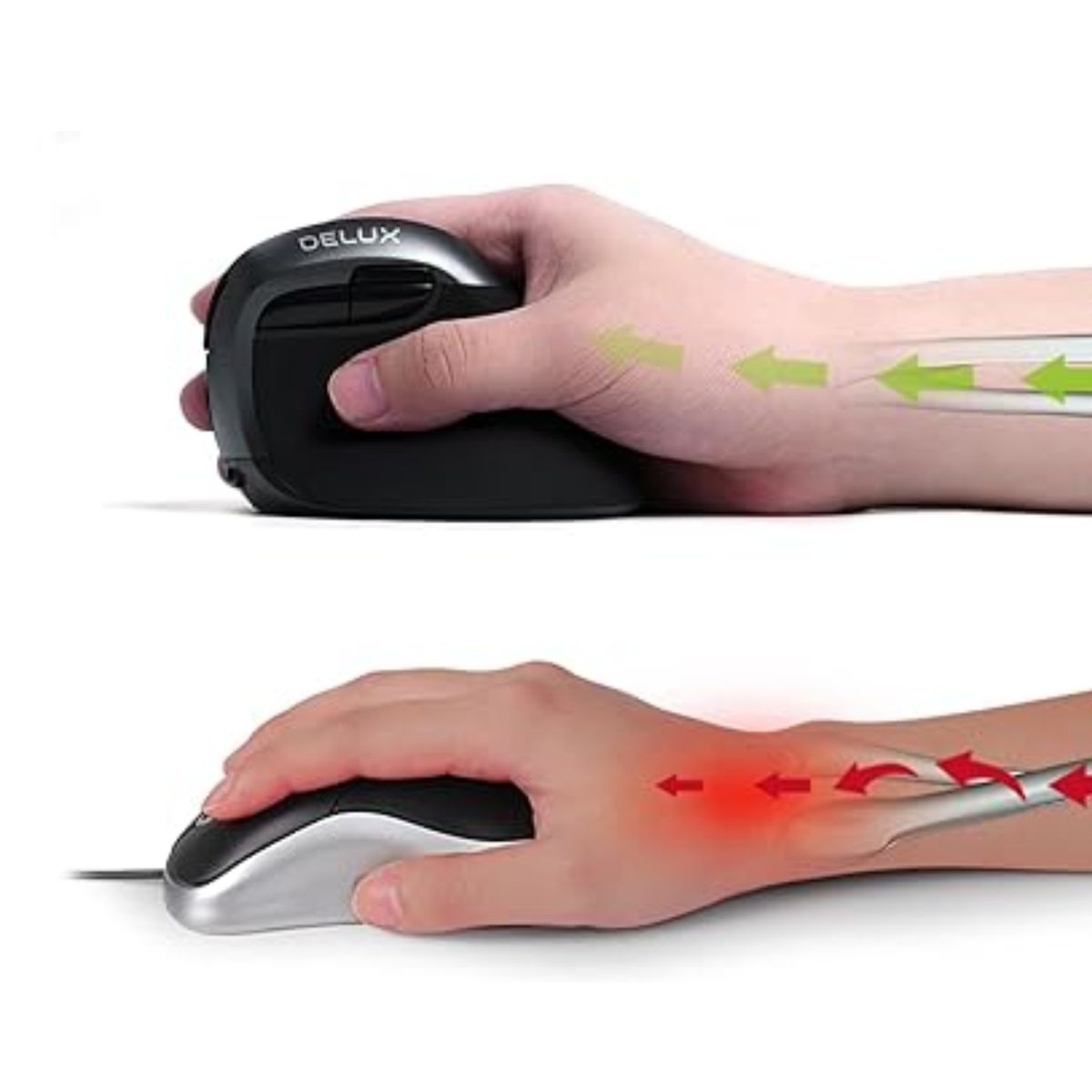 SUBE - Mouse Gamer Vertical  Inalambrico Delux M618MINI Recargable 6 Botones