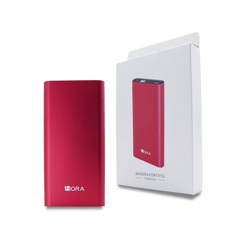 GENERICO - Bateria Portátil 10000mAh 21A 1HORA Gar130 Rojo