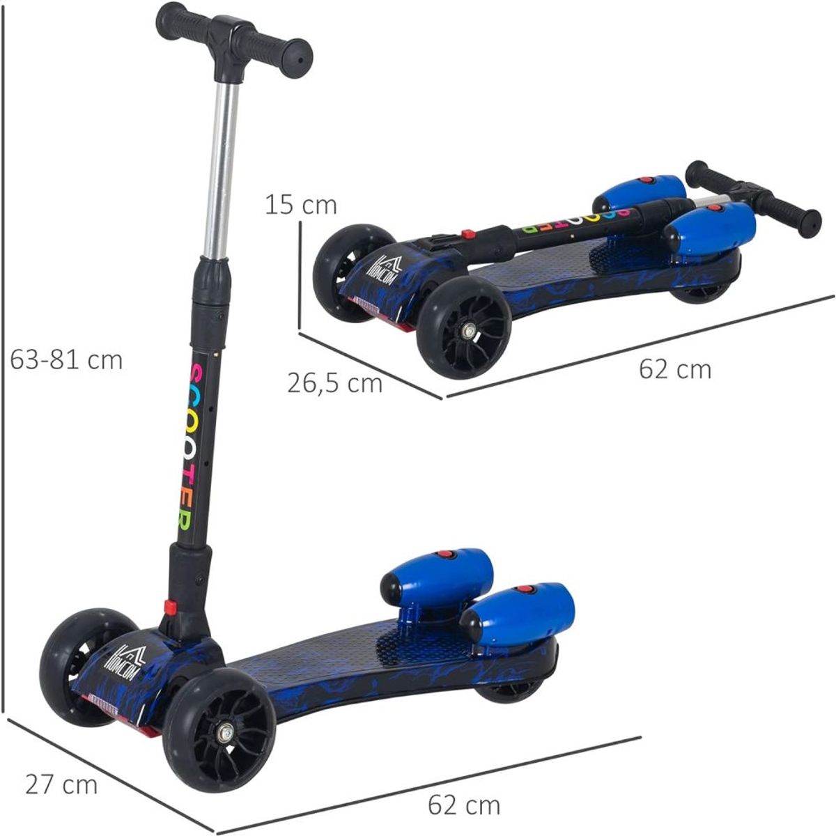 GENERICO - Patineta Scooter Con Humo Niños Bluetooth Luces Led Azul