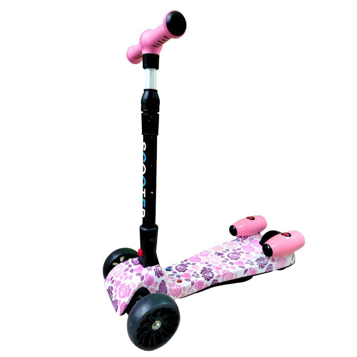 GENERICO - Patineta Scooter Con Humo Para Niños Bluetooth Flores Morada