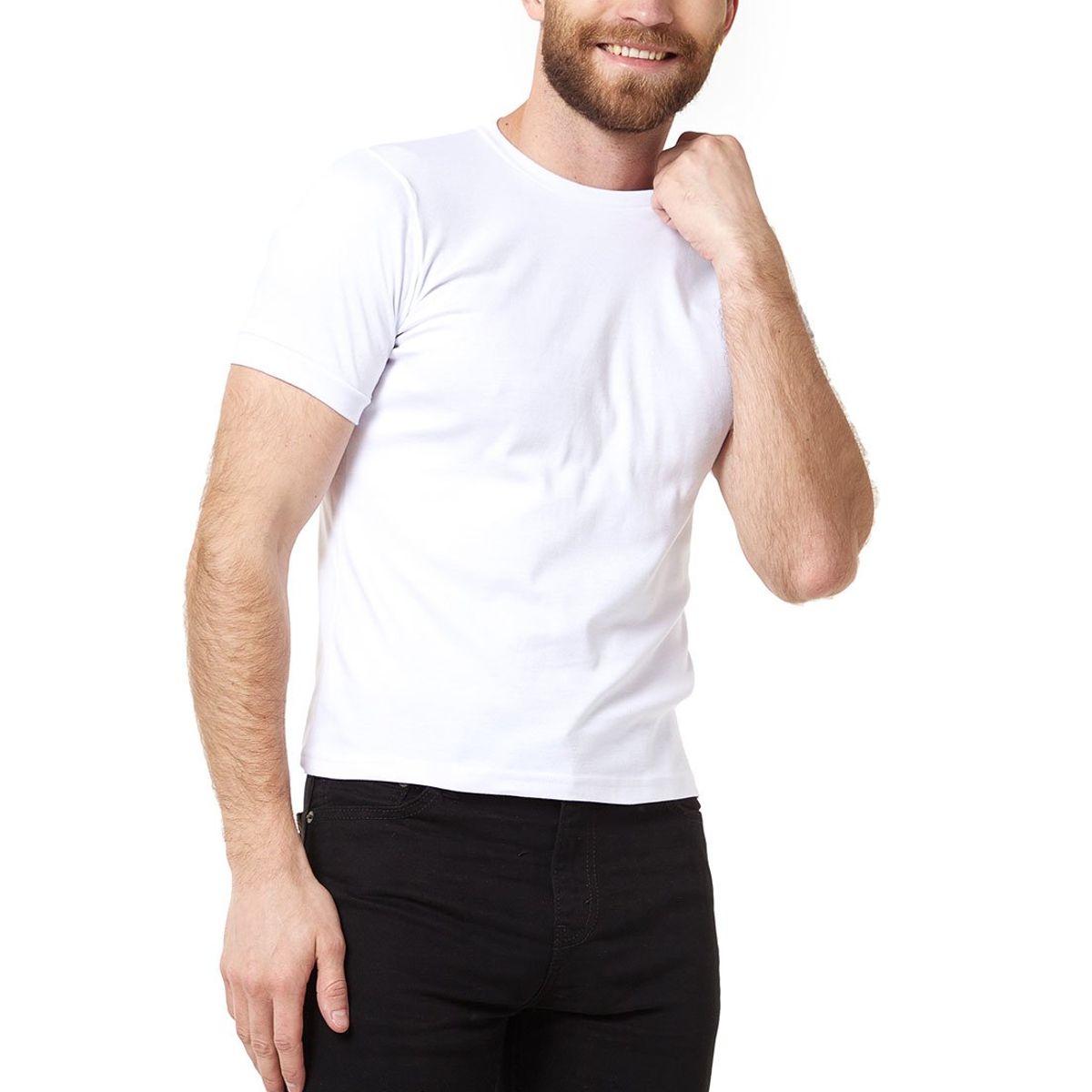 SANTANA - Camiseta Hombre Cuello Redondo Manga Corta Blanca Santana