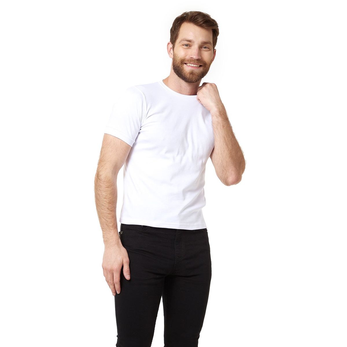 SANTANA - Camiseta Hombre Cuello Redondo Manga Corta Blanca Santana