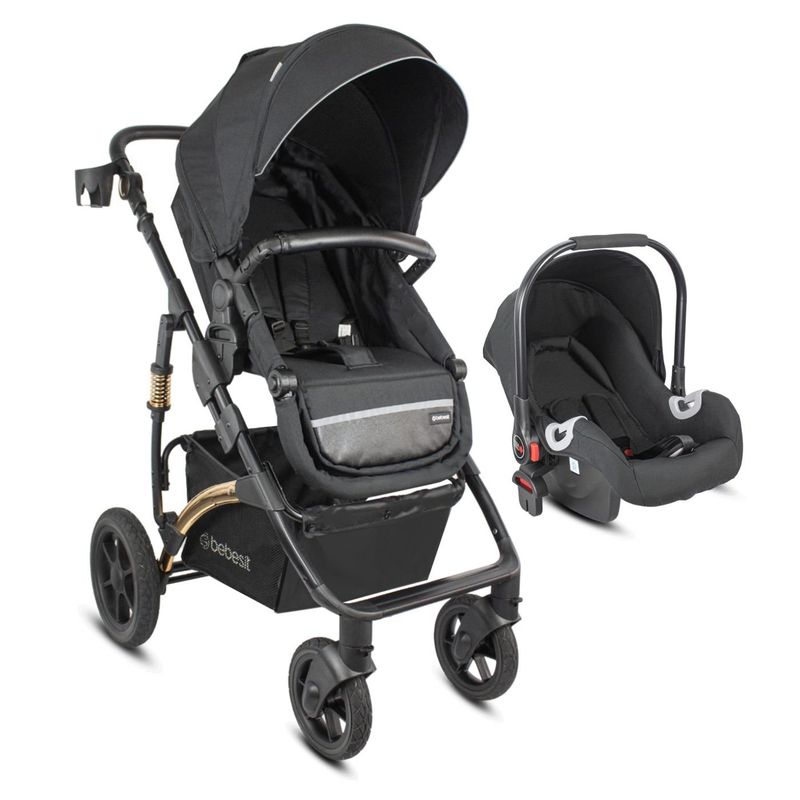 BEBESIT - Coche Moisés Con PortaBebé Spring Gold Bebesit Negro