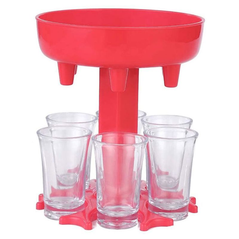 GENERICO - Dispensador Licor Juego Shots Licorera Distribuidor Puesto 6 Copas Rj