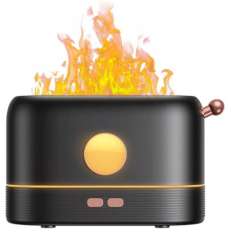 GENERICO - Humificador Chimenea Negro 200ml Simulador Fuego Luces Led Llama