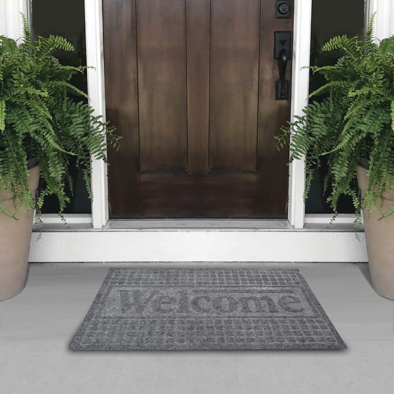 GENERICO - Tapete De Entrada Welcome Texture 40x60 Cm Gris