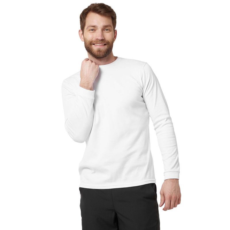SANTANA - Camiseta Hombre Cuello Redondo Manga Larga Blanca Santana