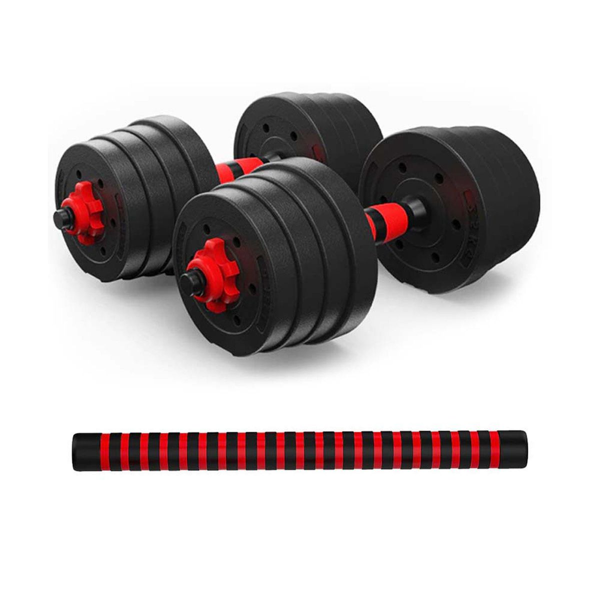 GENERICO - Kit de Mancuernas Termoformadas 20Kg Incluye barra union.