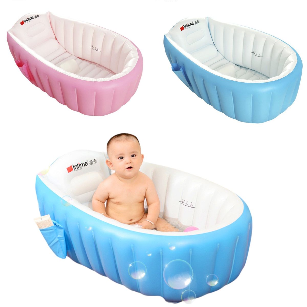 MULTIPLACE COLOMBIA - Tina portatil Inflable Para Bebes Piscina Bañera Rosada