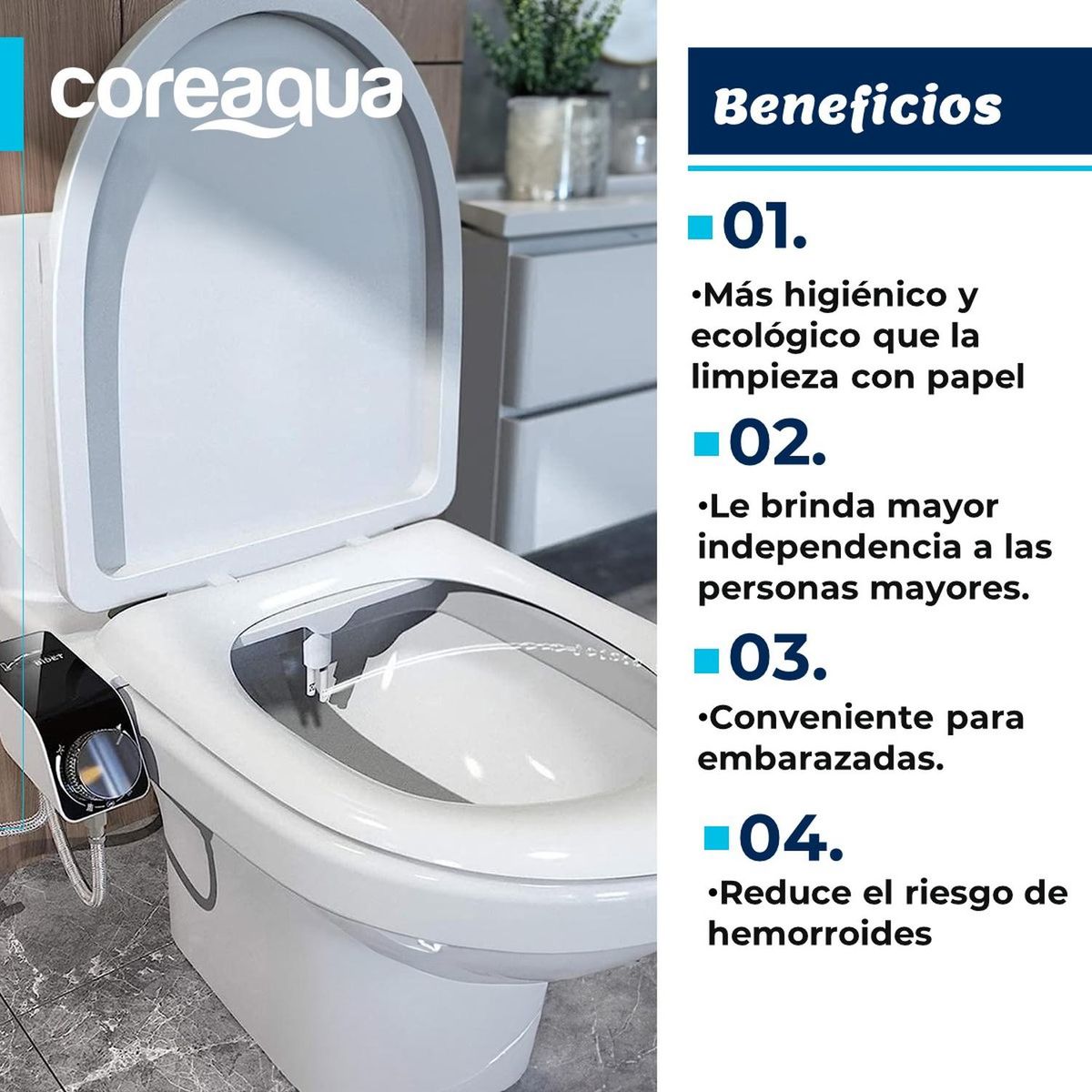 COREAQUA - Bidet Sanitario Ajustable Universal Facil Instalar Coreaqua-