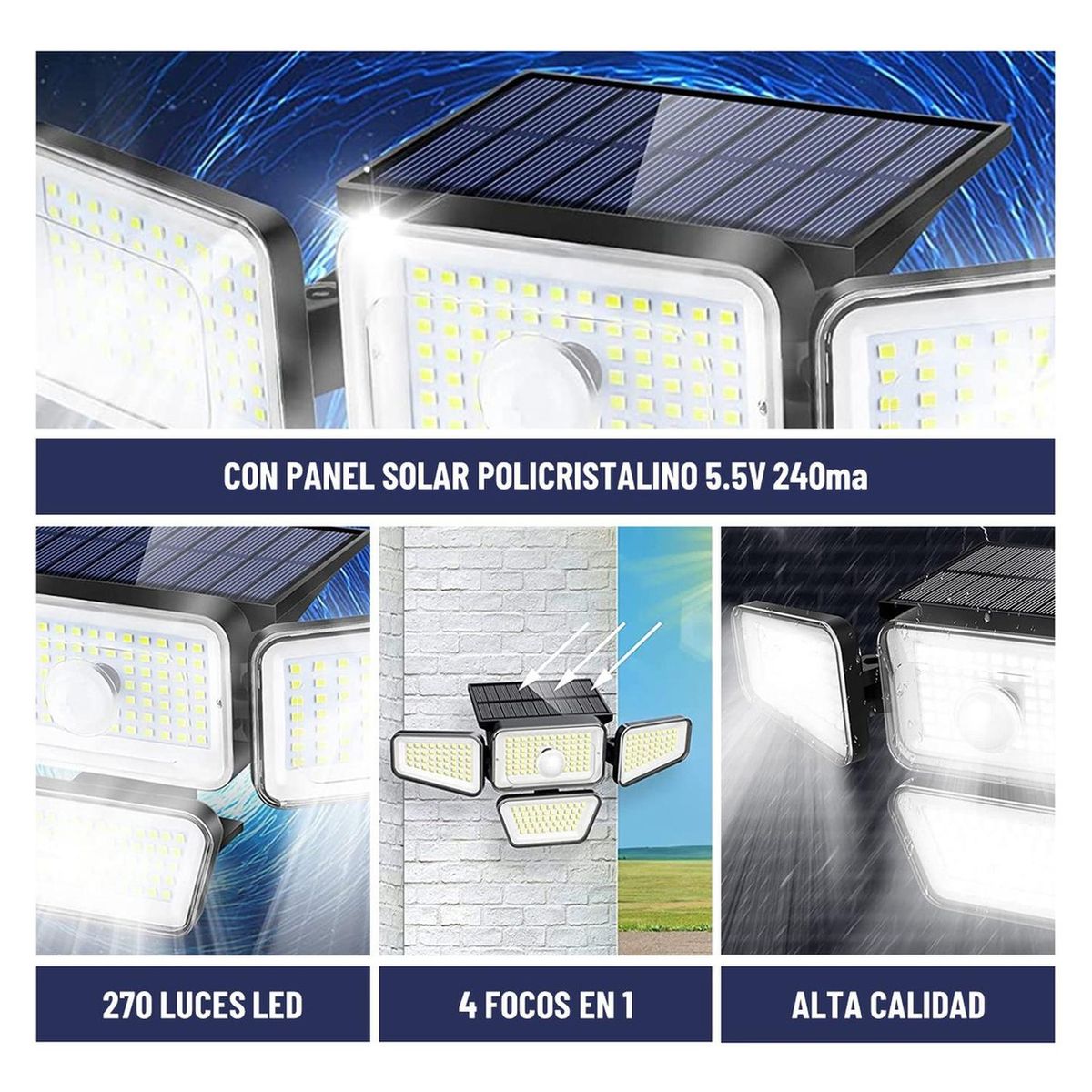 MAXWELL - Foco Led Solar Exterior Maxwell Sensor 4 Direcciones Control - Blanco-