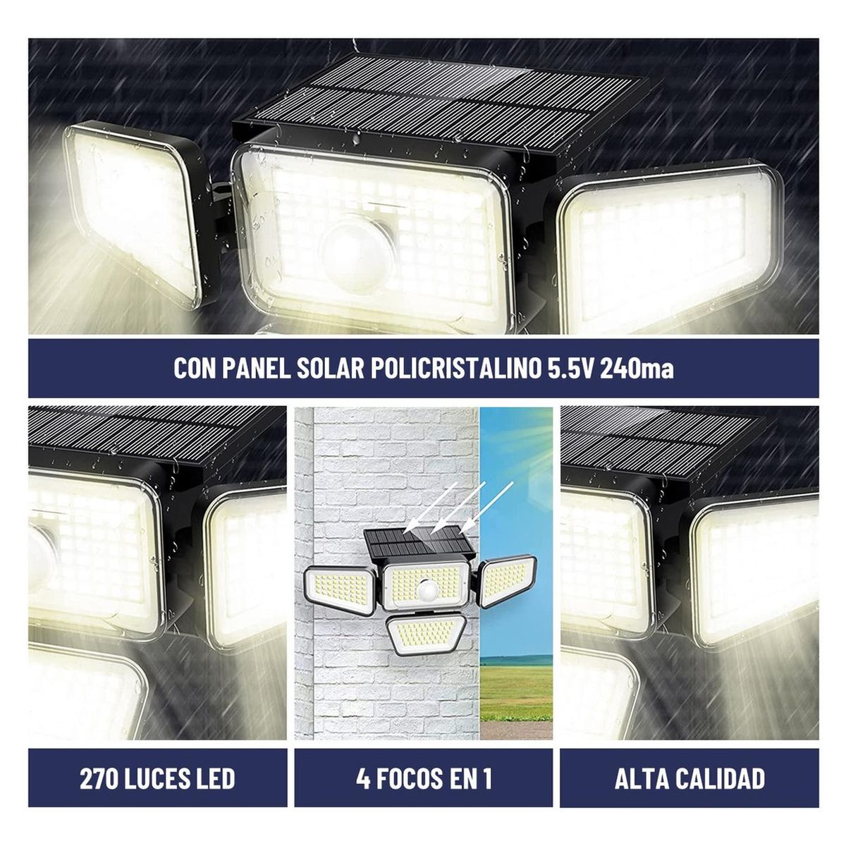 MAXWELL - Foco Led Solar Exterior Maxwell Sensor 4 Direcciones Control - Amarillo-
