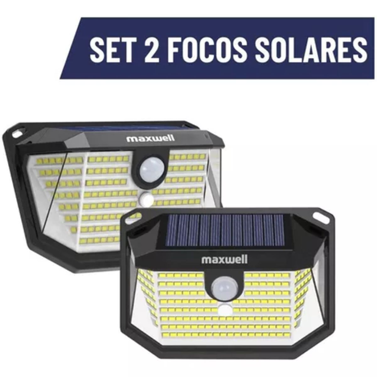 MAXWELL - Foco Solar Maxwell 178 Led Exterior Pared Set X 2 Con Sensor