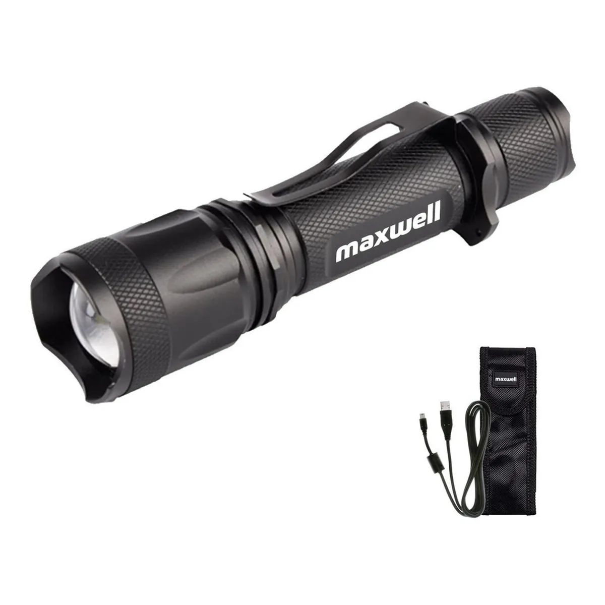 MAXWELL - Linterna Led Tactica Maxwell Recargable Usb Impermeable