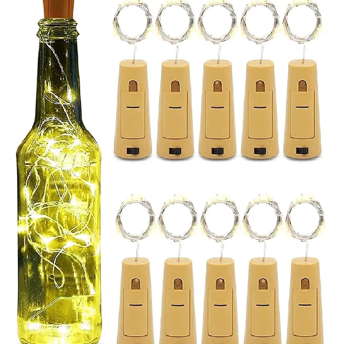 MAXWELL - Luces Led Guirnalda Con Corcho Botella Hada X10 Unidades