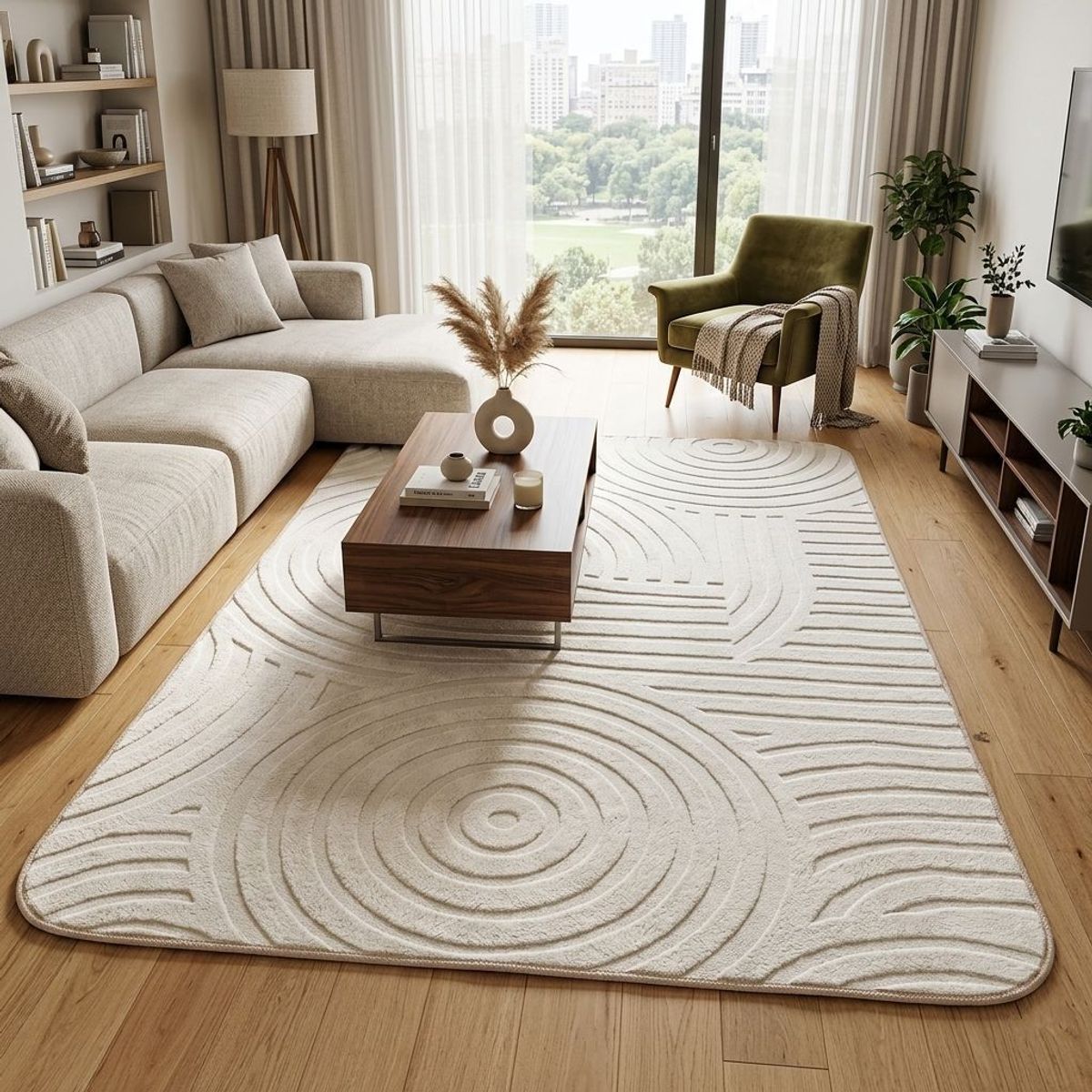AMERICO SHOP - Tapete Decorativo Moderno 150x200 cm Diseño Elegante Blanco Turco