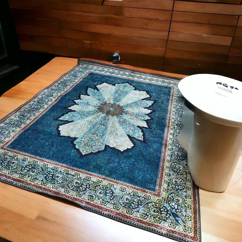 AMERICO SHOP - Tapete Decorativo Moderno 150x200 cm Diseño Elegante Azul
