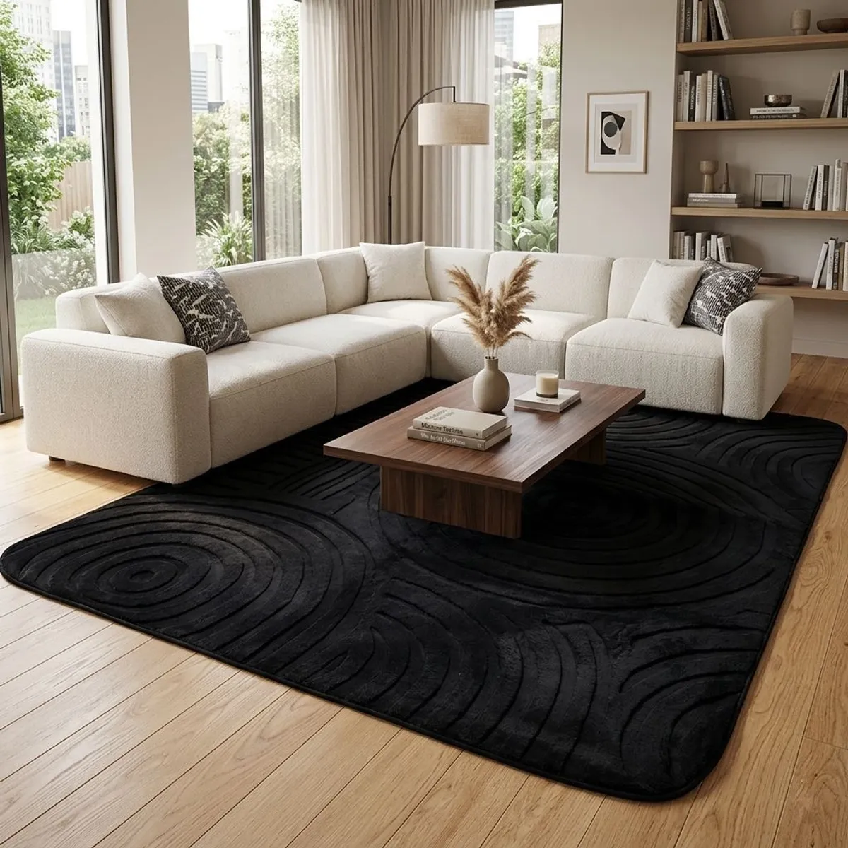 AMERICO SHOP - Tapete Decorativo Moderno 150x200 cm Diseño Turco Negro